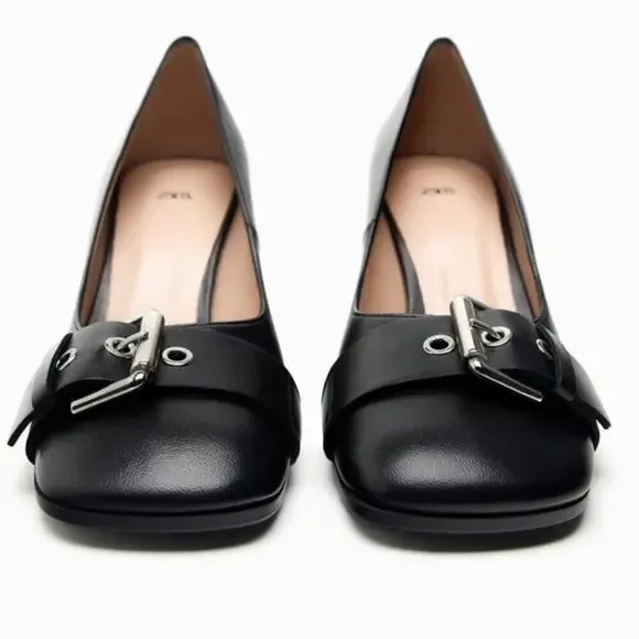 Zara Black SINGLE MONK STRAP LEATHER SHOES 7.5 US - Picture 3 of 16